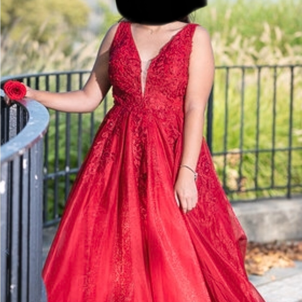 Elegant Red Lace Gown